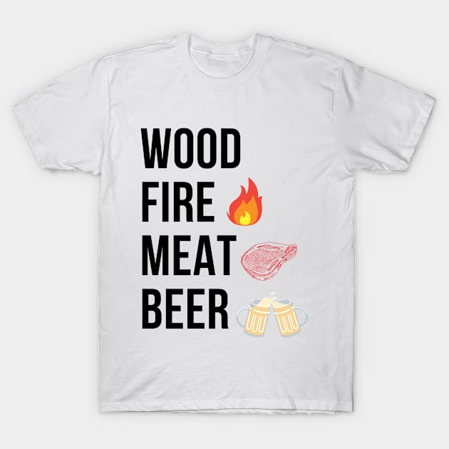 Wood Fire Meat Beer Funny Men T-Shirt by Mellowdellow